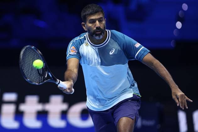 Granollers Zeballos vs Bopanna Ebden Rohan Bopanna of India in action during the semi-final double match between Marcel Granollers of Spain and Horacio Zeballos of Argentina against Rohan Bopanna of India and Matthew Ebden of Australia on Day seven of the Nitto ATP, Tennis Herren World Tour Finals. Turin Pala Alpitour Italy Copyright: xMarcoxCanonierox