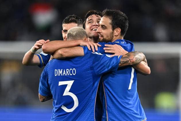 Db Roma 17 11 2023 - qualificazione Euro 2024 Italia-Macedonia del Nord foto Daniele Buffa Image nella foto: esultanza gol Federico Chiesa 
