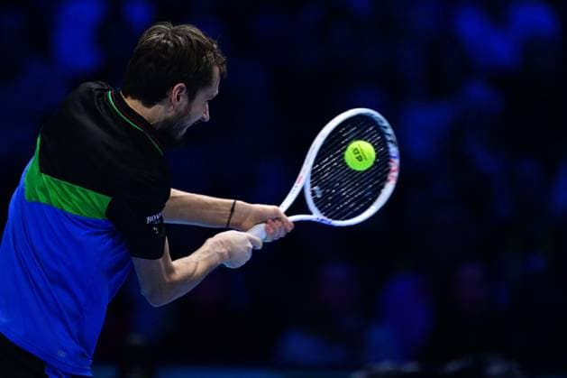 Foto Marco Alpozzi LaPresse 18 Novembre 2023 Torino - Italia - - Tennis Nitto ATP, Tennis Herren Finals - Jannik SINNER (ITA) vs Daniil MEDVEDEV (RUS) Nella foto: Daniil Medvedev (Russia) November 18, 2023 Turin - Italy - Sport - Tennis Nitto ATP Finals - Jannik SINNER (ITA) vs Daniil MEDVEDEV (RUS) In the pic: Daniil Medvedev (Russia)  Copyright: xMarcoxAlpozzi LaPressex