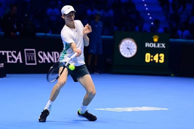 Foto Marco Alpozzi LaPresse 18 Novembre 2023 Torino - Italia - - Tennis Nitto ATP, Tennis Herren Finals - Jannik SINNER (ITA) vs Daniil MEDVEDEV (RUS) Nella foto: Jannik Sinner (Italia) November 18, 2023 Turin - Italy - Sport - Tennis Nitto ATP Finals - Jannik SINNER (ITA) vs Daniil MEDVEDEV (RUS) In the pic:Jannik Sinner (Italia)  Copyright: xMarcoxAlpozzi LaPressex
