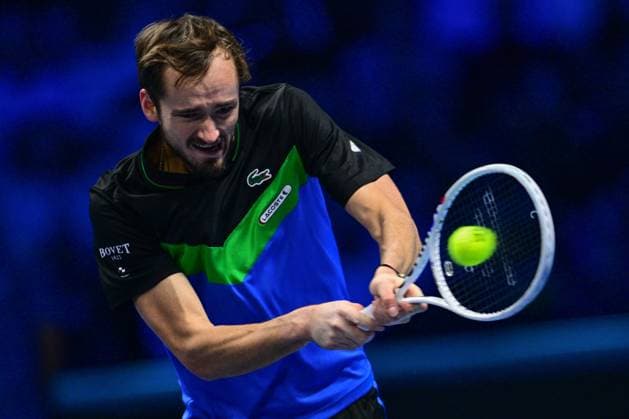Foto Marco Alpozzi LaPresse 18 Novembre 2023 Torino - Italia - - Tennis Nitto ATP, Tennis Herren Finals - Jannik SINNER (ITA) vs Daniil MEDVEDEV (RUS) Nella foto:Daniil Medvedev (Russia) November 18, 2023 Turin - Italy - Sport - Tennis Nitto ATP Finals - Jannik SINNER (ITA) vs Daniil MEDVEDEV (RUS) In the pic: Daniil Medvedev (Russia)  Copyright: xMarcoxAlpozzi LaPressex
