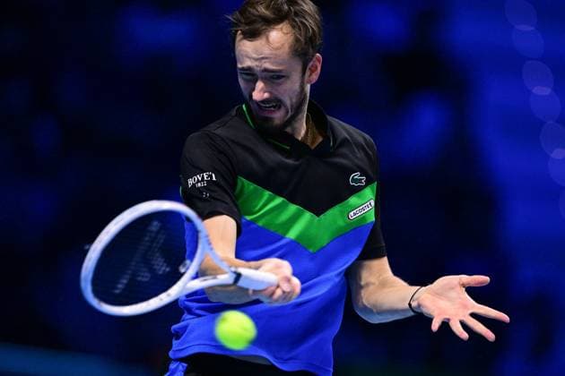 Foto Marco Alpozzi LaPresse 18 Novembre 2023 Torino - Italia - - Tennis Nitto ATP, Tennis Herren Finals - Jannik SINNER (ITA) vs Daniil MEDVEDEV (RUS) Nella foto: Daniil Medvedev (Russia) November 18, 2023 Turin - Italy - Sport - Tennis Nitto ATP Finals - Jannik SINNER (ITA) vs Daniil MEDVEDEV (RUS) In the pic: Daniil Medvedev (Russia)  Copyright: xMarcoxAlpozzi LaPressex