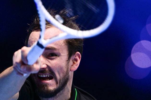 Foto Marco Alpozzi LaPresse 18 Novembre 2023 Torino - Italia - - Tennis Nitto ATP, Tennis Herren Finals - Jannik SINNER (ITA) vs Daniil MEDVEDEV (RUS) Nella foto: Daniil Medvedev (Russia) November 18, 2023 Turin - Italy - Sport - Tennis Nitto ATP Finals - Jannik SINNER (ITA) vs Daniil MEDVEDEV (RUS) In the pic: Daniil Medvedev (Russia)  Copyright: xMarcoxAlpozzi LaPressex
