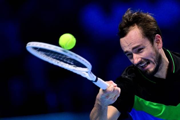 Foto Marco Alpozzi LaPresse 18 Novembre 2023 Torino - Italia - - Tennis Nitto ATP, Tennis Herren Finals - Jannik SINNER (ITA) vs Daniil MEDVEDEV (RUS) Nella foto: Daniil Medvedev (Russia) November 18, 2023 Turin - Italy - Sport - Tennis Nitto ATP Finals - Jannik SINNER (ITA) vs Daniil MEDVEDEV (RUS) In the pic: Daniil Medvedev (Russia)  Copyright: xMarcoxAlpozzi LaPressex