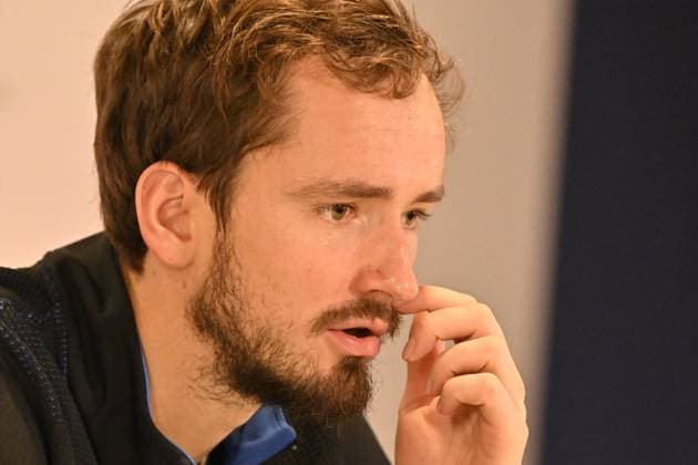 Tennis - Nitto ATP, Tennis Herren Finals Torino 2023 - Daniil Medvedev- Russie - press conference, PK, Pressekonferenz TENNIS : Nitto Atp Finals Torino 2023 - 18 11 2023 - ChrysleneCaillaud Panoramic 