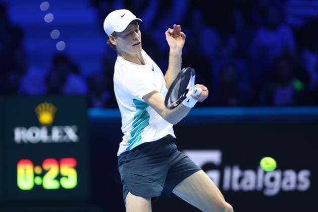 Daniil Medvedev vs Jannik Sinner Jannik Sinner of Italy in action during the semi-final singles match between Daniil Medvedev of Russia and Jannik Sinner of Italy on Day seven of the Nitto ATP, Tennis Herren World Tour Finals. Torino Pala Alpitour Italy Copyright: xMarcoxCanonierox