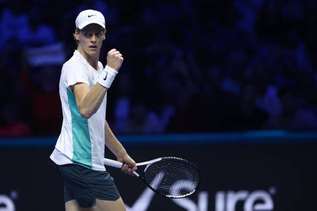 Daniil Medvedev vs Jannik Sinner Jannik Sinner of Italy celebrates during the semi-final singles match between Daniil Medvedev of Russia and Jannik Sinner of Italy on Day seven of the Nitto ATP, Tennis Herren World Tour Finals. Torino Pala Alpitour Italy Copyright: xMarcoxCanonierox