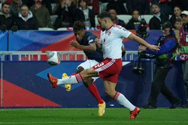 Sport Bilder des Tages Kingsley Coman (France) FOOTBALL : France vs Gibraltar - Match de qualification pour les Championnats d Europe de l UEFA - Nice - 18 11 2023 NorbertScanella Panoramic 