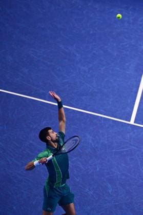 Foto Marco Alpozzi LaPresse 18 Novembre 2023 Torino - Italia - - Tennis Nitto ATP, Tennis Herren Finals - Carlos ALCARAZ (ESP) vs Novak DJOKOVIC (SRB) Nella foto: Novak DJOKOVIC (SRB) November 18, 2023 Turin - Italy - Sport - Tennis Nitto ATP Finals - Carlos ALCARAZ (ESP) vs Novak DJOKOVIC (SRB) In the pic: Novak DJOKOVIC (SRB)  Copyright: xMarcoxAlpozzi LaPressex