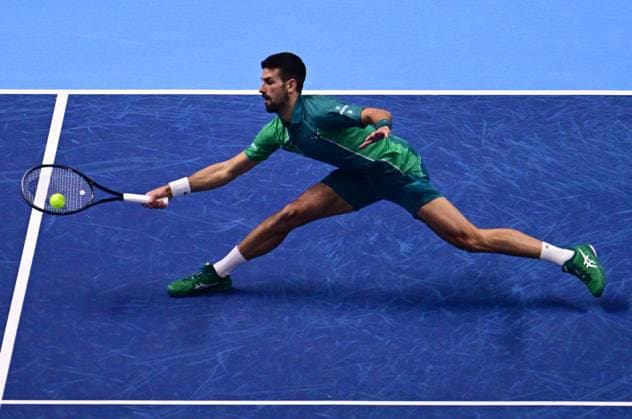 Foto Marco Alpozzi LaPresse 18 Novembre 2023 Torino - Italia - - Tennis Nitto ATP, Tennis Herren Finals - Carlos ALCARAZ (ESP) vs Novak DJOKOVIC (SRB) Nella foto: Novak DJOKOVIC (SRB) November 18, 2023 Turin - Italy - Sport - Tennis Nitto ATP Finals - Carlos ALCARAZ (ESP) vs Novak DJOKOVIC (SRB) In the pic: Novak DJOKOVIC (SRB)  Copyright: xMarcoxAlpozzi LaPressex