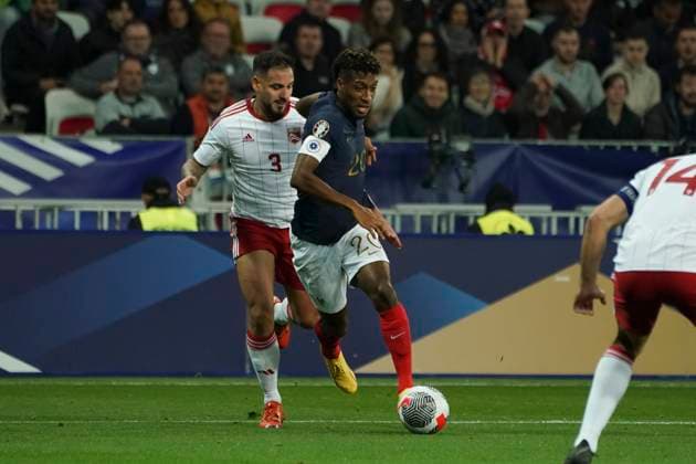 Kingsley Coman (France) FOOTBALL : France vs Gibraltar - Match de qualification pour les Championnats d Europe de l UEFA - Nice - 18 11 2023 NorbertScanella Panoramic 