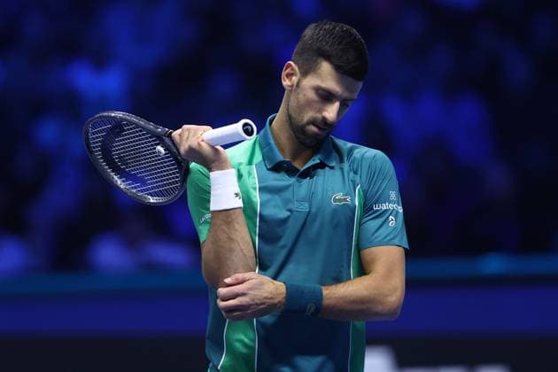 Novak Djokovic vs Carlos Alcaraz Novak Djokovic of Serbia looks dejected during the semi-final singles match between Novak Djokovic of Serbia and Carlos Alcaraz of Spain on Day seven of the Nitto ATP, Tennis Herren World Tour Finals. Torino Pala Alpitour Italy Copyright: xMarcoxCanonierox