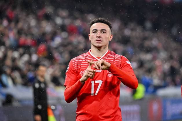18.11.2023, Basel, Switzerland, St. Jakob-Park, Schweiz vs Kosovo - UEFA European Championship, EM, Europameisterschaft Qualification 2023 2024 Group I, Ruben Vargas (Switzerland) Torjubel, jubelt nach seinem treffer zum 1:0 (Foto H. Langer) Basel St. Jakob-Park Switzerland