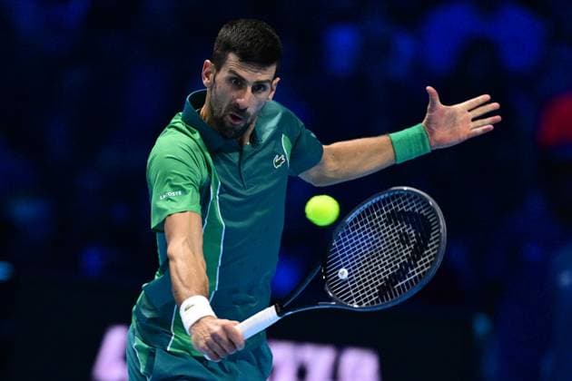 Foto Marco Alpozzi LaPresse 18 Novembre 2023 Torino - Italia - - Tennis Nitto ATP, Tennis Herren Finals - Carlos ALCARAZ (ESP) vs Novak DJOKOVIC (SRB) Nella foto: Novak DJOKOVIC (SRB) November 18, 2023 Turin - Italy - Sport - Tennis Nitto ATP Finals - Carlos ALCARAZ (ESP) vs Novak DJOKOVIC (SRB) In the pic: Novak DJOKOVIC (SRB)  Copyright: xMarcoxAlpozzi LaPressex
