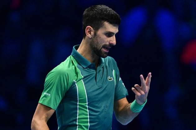 Foto Marco Alpozzi LaPresse 18 Novembre 2023 Torino - Italia - - Tennis Nitto ATP, Tennis Herren Finals - Carlos ALCARAZ (ESP) vs Novak DJOKOVIC (SRB) Nella foto: Novak DJOKOVIC (SRB) November 18, 2023 Turin - Italy - Sport - Tennis Nitto ATP Finals - Carlos ALCARAZ (ESP) vs Novak DJOKOVIC (SRB) In the pic: Novak DJOKOVIC (SRB)  Copyright: xMarcoxAlpozzi LaPressex