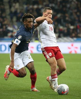 RECORD DATE NOT STATED EURO FRANCE GIBRALTAR FRANCE GIBRALTAR Serge Haouzi MAXPPP - Nice Nice le 18 Novembre 2023 au stade de l Allianz Riviera l‚Äôv quipe de France recoit Gibraltar pour le compte des eliminatoires de l euro 2024 du groupe B . Le joueur francais Coman(G) lors du match France Gibraltar Nice, 11 18 2023, The French team hosts Gibraltar for the qualifiers for Euro 2024 Nice Alpes Maritimes France France  Copyright: xMAXPPPxSergexHaouzix SHZ202311182562 SHZ202311182562