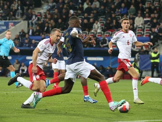 RECORD DATE NOT STATED EURO FRANCE GIBRALTAR FRANCE GIBRALTAR Serge Haouzi MAXPPP - Nice Nice le 18 Novembre 2023 au stade de l Allianz Riviera l‚Äôv quipe de France recoit Gibraltar pour le compte des eliminatoires de l euro 2024 du groupe B . Le joueur francais Marcus Thuram lors du match France Gibraltar Nice, 11 18 2023, The French team hosts Gibraltar for the qualifiers for Euro 2024 Nice Alpes Maritimes France France  Copyright: xMAXPPPxSergexHaouzix SHZ202311182569 SHZ202311182569