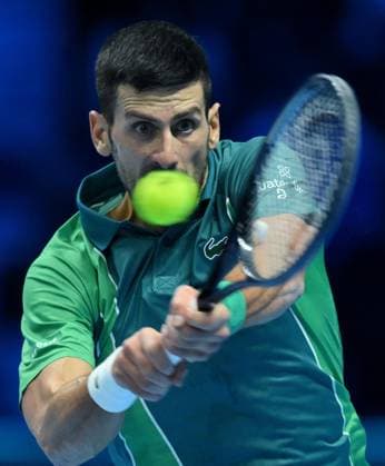 November 18, 2023, Turin: Novak Djokovic of Serbia during the match against Carlos Alcaraz of Spain at the Nitto ATP, Tennis Herren Finals tennis tournament in Turin, Italy, 18 November 2023. ANSA ALESSANDRO DI MARCO Nitto ATP Finals  - ZUMAa110 20231118_zaf_a110_044 Copyright: xAlessandroxDixMarcox