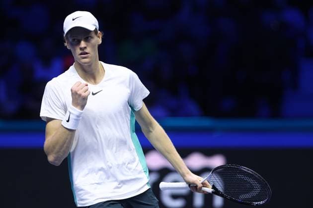 Daniil Medvedev vs Jannik Sinner Jannik Sinner of Italy celebrates during the semi-final singles match between Daniil Medvedev of Russia and Jannik Sinner of Italy on Day seven of the Nitto ATP, Tennis Herren World Tour Finals. Torino Pala Alpitour Italy Copyright: xMarcoxCanonierox