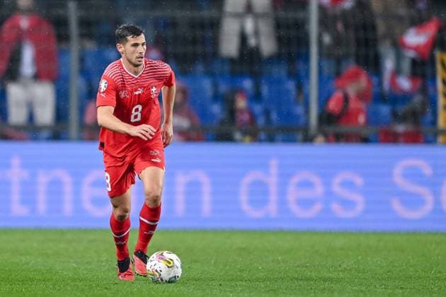 18.11.2023, Basel, Switzerland, St. Jakob-Park, Schweiz vs Kosovo - UEFA European Championship, EM, Europameisterschaft Qualification 2023 2024 Group I, Remo Freuler (Switzerland) in Aktion, am Ball, Einzelaktion (Foto H. Langer) Basel St. Jakob-Park Switzerland