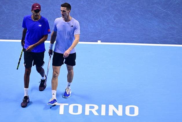 Foto Marco Alpozzi LaPresse 19 Novembre 2023 Torino - Italia - - Tennis Nitto ATP, Tennis Herren Finals - final doubles match against - Marcel Granollers (ESP) e Horacio Granollers (ARG) vs Rajeev Ram (USA) e Joe Salisbury (GBR) Nella foto: Rajeev Ram (USA) e Joe Salisbury (GBR) November 19, 2023 Turin - Italy - Sport - Tennis Nitto ATP Finals - final doubles match against Marcel Granollers (ESP) Horacio Zeballos (ARG) vs Rajeev Ram (USA) Joe Salisbury (GBR) In the pic: Rajeev Ram (USA) e Joe Salisbury (GBR)  Copyright: xMarcoxAlpozzi LaPressex