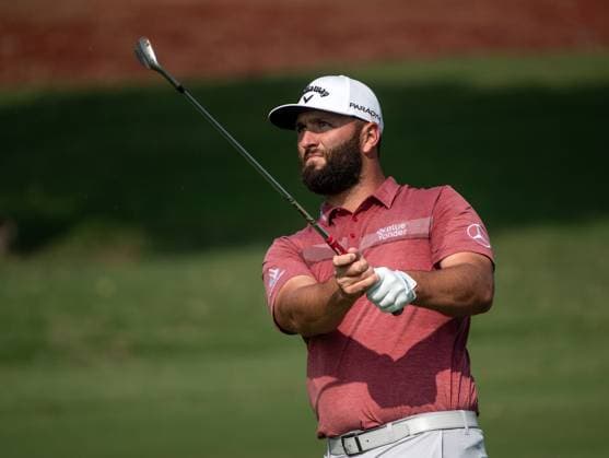 JON RAHM of Spain strikes the ball on the 10th fairway during DP World Tour Championship in Dubai, United Arab Emirates, Nov 19, 2023. Dubai United Arab Emirates  Copyright: xMARTINxDOKOUPILx 443_1823