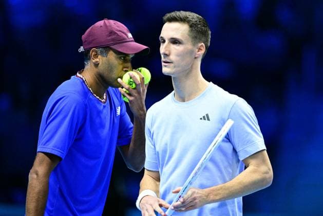 Foto Marco Alpozzi LaPresse 19 Novembre 2023 Torino - Italia - - Tennis Nitto ATP, Tennis Herren Finals - final doubles match against - Marcel Granollers (ESP) e Horacio Granollers (ARG) vs Rajeev Ram (USA) e Joe Salisbury (GBR) Nella foto: Rajeev Ram (USA) e Joe Salisbury (GBR) November 19, 2023 Turin - Italy - Sport - Tennis Nitto ATP Finals - final doubles match against Marcel Granollers (ESP) Horacio Zeballos (ARG) vs Rajeev Ram (USA) Joe Salisbury (GBR) In the pic: Rajeev Ram (USA) e Joe Salisbury (GBR)  Copyright: xMarcoxAlpozzi LaPressex