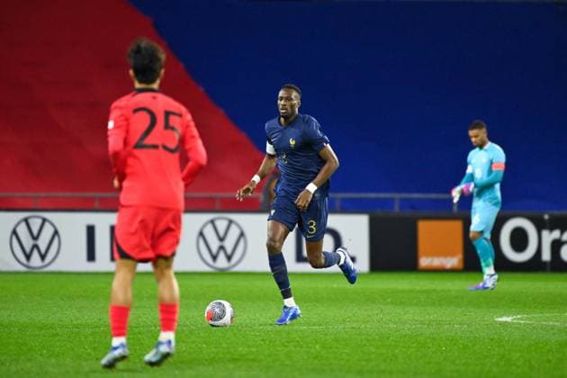 Matsima Chrislain ( 3 - France ) during the match between France and South Korea U21, U 21 at Stade Oceane on November 20, 2023 in Le Havre, France. ( Photo by federico pestellini panoramic ) - FOOTBALL : France vs Coree du Sud Espoirs - Le Havre - 20 11 2023 FedericoPestellini Panoramic 