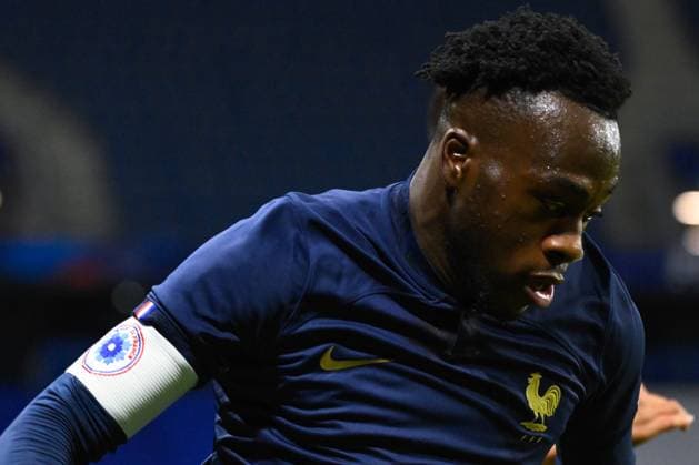 Arnaud Kalimuendo ( 9 - France ) during the match between France and South Korea U21, U 21 at Stade Oceane on November 20, 2023 in Le Havre, France. ( Photo by federico pestellini panoramic ) - FOOTBALL : France vs Coree du Sud Espoirs - Le Havre - 20 11 2023 FedericoPestellini Panoramic 