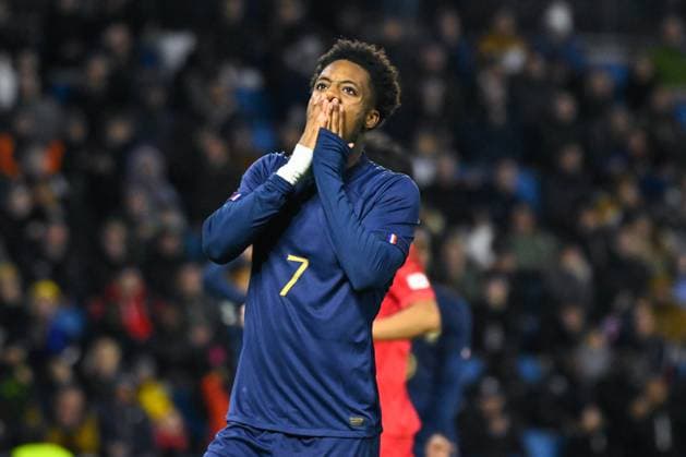 Wahi Elye ( 7 - France ) looks dejected during the match between France and South Korea U21, U 21 at Stade Oceane on November 20, 2023 in Le Havre, France. ( Photo by federico pestellini panoramic ) - FOOTBALL : France vs Coree du Sud Espoirs - Le Havre - 20 11 2023 FedericoPestellini Panoramic 
