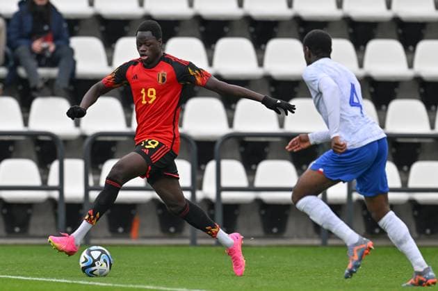 SOCCER FRIENDLY UNDER-20 BELGIUM VS FRANCE Sekou Diawara (19) of Belgium pictured during a friendly soccer game between the national under 20 teams of Belgium and France on Tuesday 21 November 2023 in Tubize , Belgium . PHOTO SPORTPIX David Catry Tubize RBFA Academy stadium Belgium  Copyright: xSportpix.bex xDavidxCatryxDavidxCatryx