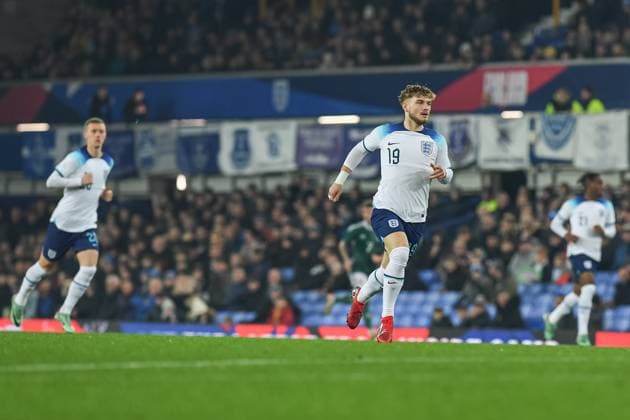 Harvey Elliott of England U21s during the Euro U21, U 21 Qualification international match, Länderspiel, Nationalmannschaft between England U21 and Northern Ireland U21 at Goodison Park, Liverpool, England on 21 November 2023. Copyright: xTomxPearsonx PMI-5899-0014