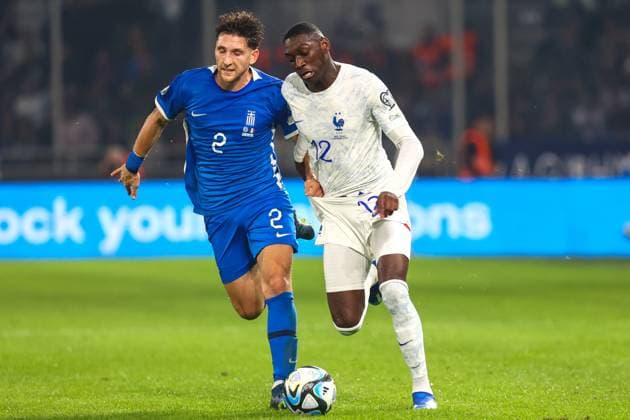 Greece v France UEFA EURO, EM, Europameisterschaft,Fussball 2024 Qualifiers Panagiotis Retsos of Greece and Randal Kolo Muani of France in action during the UEFA Euro 2024 Qualifiers match at OPAP Arena, Athens Copyright: xYannisxHalasx FIL-19245-0043 UK Newspapers OUT
