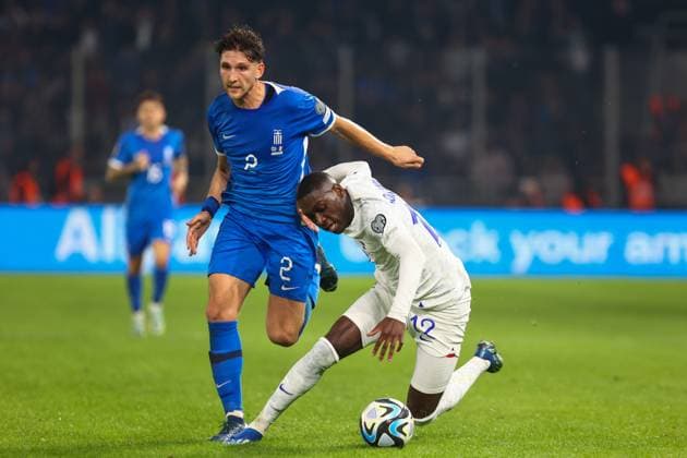 Greece v France UEFA EURO, EM, Europameisterschaft,Fussball 2024 Qualifiers Panagiotis Retsos of Greece and Randal Kolo Muani of France in action during the UEFA Euro 2024 Qualifiers match at OPAP Arena, Athens Copyright: xYannisxHalasx FIL-19245-0044 UK Newspapers OUT