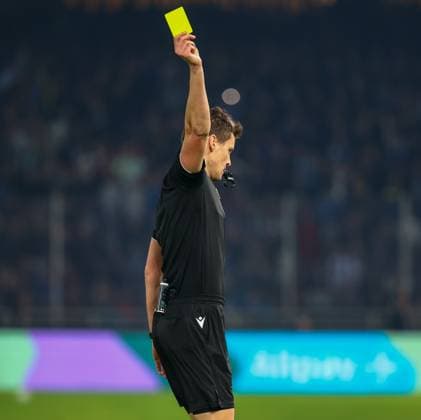 Greece v France UEFA EURO, EM, Europameisterschaft,Fussball 2024 Qualifiers Match referee Daniel Siebert (GER) show a yellow card during the UEFA Euro 2024 Qualifiers match at OPAP Arena, Athens Copyright: xYannisxHalasx FIL-19245-0046 UK Newspapers OUT