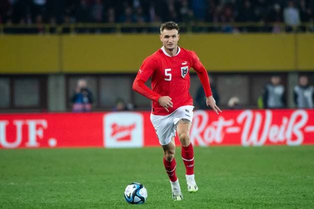 Stefan Posch (Oesterreich, 05) am Ball, AUT, Oesterreich vs Deutschland, Fussball Nationalmannschaft Herren, Freundschaftsspiel, Saison 2023 2024, 21.11.2023 DFB regulations prohibit any use of photographs as image sequences and or quasi-video AUT, Oesterreich vs Deutschland, Fussball Nationalmannschaft Herren, Freundschaftsspiel, Saison 2023 2024, 21.11.2023 Wien Copyright: xEibner-Pressefoto Memmlerx EP_MMR