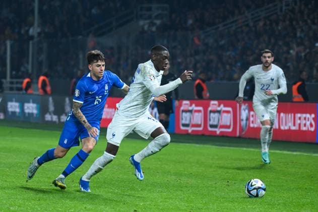 November 21, 2023, Athens, Lombardy, Greece: 12 RANDAL KOLO MUANI of France during the European Qualifiers for Euro 24, Group B, match between Greece and France at OPAP Arena on November 21, 2023, in Athens, Greece. Athens Greece - ZUMAk160 20231121_zip_k160_021 Copyright: xStefanosxKyriazisx