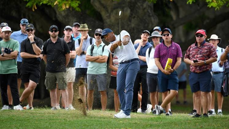 GOLF AUSTRALIAN PGA, Golf Herren Jhonattan Vegas plays a shot during round 1 of the 2023 Fortinet Australian PGA Championship in Brisbane, Thursday, November 23, 2023. ( NO ARCHIVING, EDITORIAL USE ONLY, NO USE IN BOOKS WITHOUT CONSENT BRISBANE QUEENSLAND AUSTRALIA  Copyright: xJONOxSEARLEx 20231123001868663781