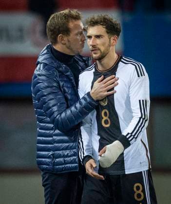 Wien, Austria. 21st Nov 2023. Trainer Julian Nagelsmann (Deutschland), Leon Goretzka (Deutschland) Österreich - Deutschland 21.11.2023