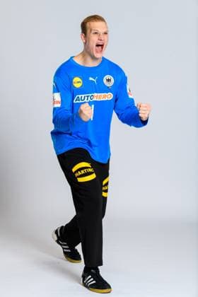 Muenchen, Deutschland 29. Oktober 2023: Handball DHB - Fotoshooting Torhueter David Späth David Spaeth (Deutschland) Portrait, ganzkoerper, Bild, einzel, Einzelaufnahme, picture, single, solo, alleine, Muenchen Bayern Deutschland