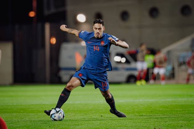 Tijjani Reijnders during UEFA EURO, EM, Europameisterschaft,Fussball 2024 qualifying game between national teams of Gibraltar and Netherlands, Estadio Algarve, Loule, Faro, Portugal. (Maciej Rogowski) Faro Estadio Algarve Portugal Copyright: xMaciejxRogowskix gib-ned-21-11-2023-135