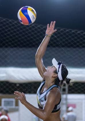 (231125) -- JOAO PESSOA, Nov. 25, 2023 -- Xia Xinyi competes during the women s Group D match between Xue Chen Xia Xinyi of China and Lezana Placette Alexia Richard of France at the World Beach volleyball, Beachvolleyball Pro Tour 2023 in Joao Pessoa, Brazil, Nov. 24, 2023. ) (SP)BRAZIL-JOAO PESSOA-BEACH VOLLEYBALL-WORLD PRO TOUR WangxTiancong 