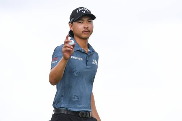 GOLF AUSTRALIAN PGA, Golf Herren Min Woo Lee reacts during round 3 of the 2023 Australian PGA Championship in Brisbane, Saturday, November 25, 2023. ( NO ARCHIVING, EDITORIAL USE ONLY, NO USE IN BOOKS WITHOUT CONSENT BRISBANE QUEENSLAND AUSTRALIA  Copyright: xJONOxSEARLEx 20231125001869486785
