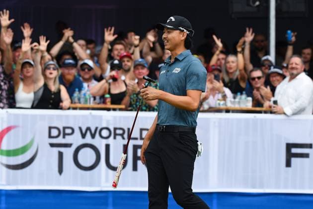 GOLF AUSTRALIAN PGA, Golf Herren Min Woo Lee reacts during round 3 of the 2023 Australian PGA Championship in Brisbane, Saturday, November 25, 2023. ( NO ARCHIVING, EDITORIAL USE ONLY, NO USE IN BOOKS WITHOUT CONSENT BRISBANE QUEENSLAND AUSTRALIA  Copyright: xJONOxSEARLEx 20231125001869495181