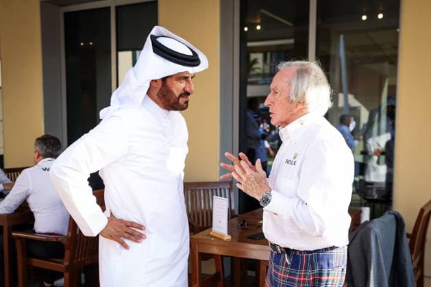 BEN SULAYEM Mohammed (uae), President of the FIA, STEWART Jackie, during the 2023 Formula 1 Etihad Airways Abu Dhabi Grand Prix, 22th round of the 2023 Formula One World Championship, WM, Weltmeisterschaft from November 24 to 26, 2023 on the Yas Marina Circuit, in Abu Dhabi - F1 - ABU DHABI GRAND PRIX 2023 DPPI Panoramic  00123047_GOOD2508