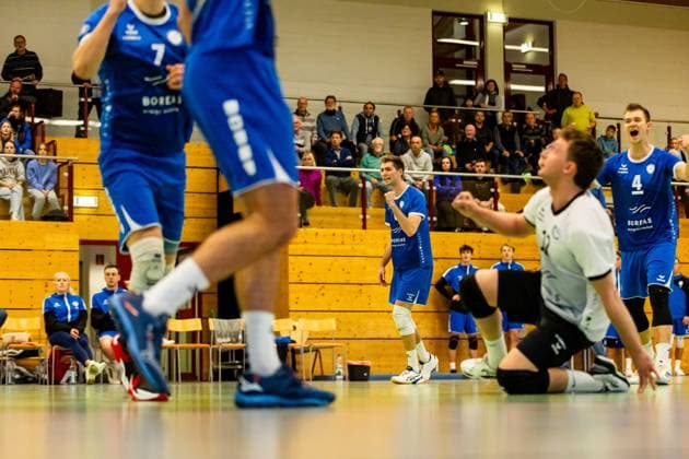 25.11.2023, GER, 2.BL Maenner Sued, Volleyball,Saison 2023 2024, Blue Volleys Gotha vs TV Buehl Erik Niederluecke (Blue Volleys Gotha) 99867 Gotha Ernestiner-Halle Thüringen Deutschland