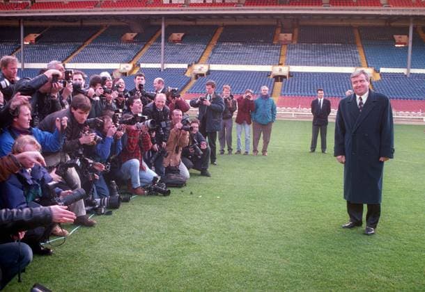 Terry Venables faces the press after being appointed the new England Manager, Wembley 28 01 1994. 