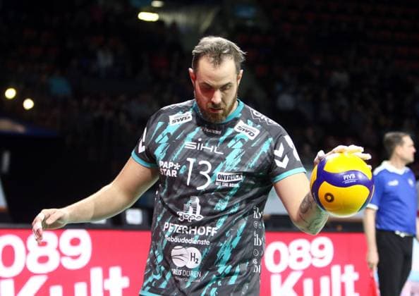 Sebastian GEVERT (Dueren), He-Volleyballl, Bundesliga 2023 24, WWK Volleys Herrsching vs SWD powervolleys Dueren, 26.11.23, Muenchen, BMW Park, Copyright: WolfgangxFehrmann