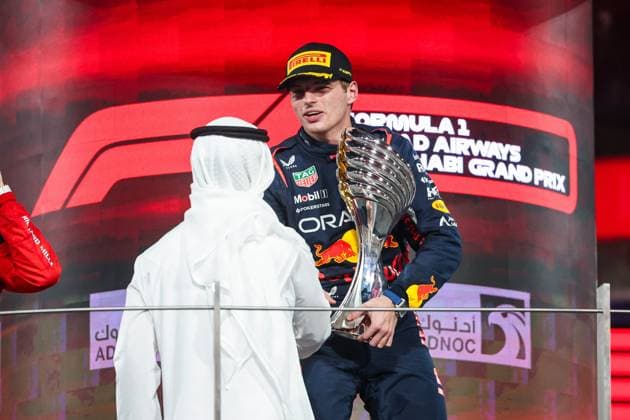 Mohammed Ben Sulayem (UAE, FIA President), 1 Max Verstappen (NLD, Oracle Red Bull Racing), F1 Grand Prix of Abu Dhabi at Yas Marina Circuit on November 26, 2023 in Abu Dhabi, United Arab Emirates. (Photo by HOCH ZWEI) Abu Dhabi United Arab Emirates