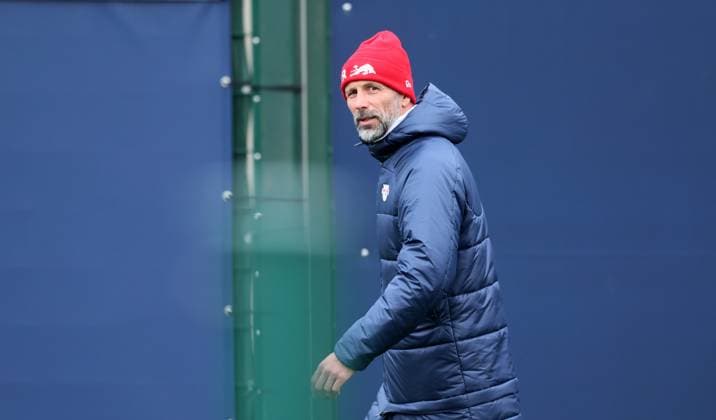 RB Leipzig Training Champions League Leipzig, 27.11.2023, RB Trainingszentrum, UEFA Champions League , RB Leipzig - Abschlusstraining am Vortag von Manchester City vs. RBL , Im Bild: Trainer Marco Rose (RB Leipzig) ,
